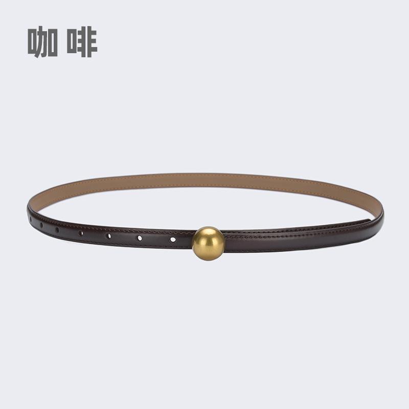 

Round Buckle Belt, Women s Embellished Waist Dress, Waist Cinching, Summer, Simple and Versatile, Leather Women s Small Belt Wit 105CM кавовий