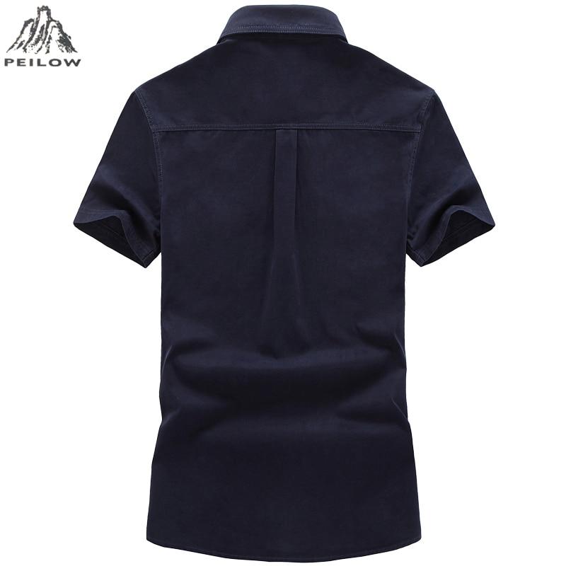 Plus Size 6xl Mens Pilot Shirt Short Sleeve Patchwork Pocket Shirts Men Army Military Shirts Male