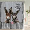 Funny Cat Shower Curtain Teal Blue Ocean Sea Turtle Seahorse Seashell Starfish Tropical Fish Nautical Bathroom Decor with Hooks