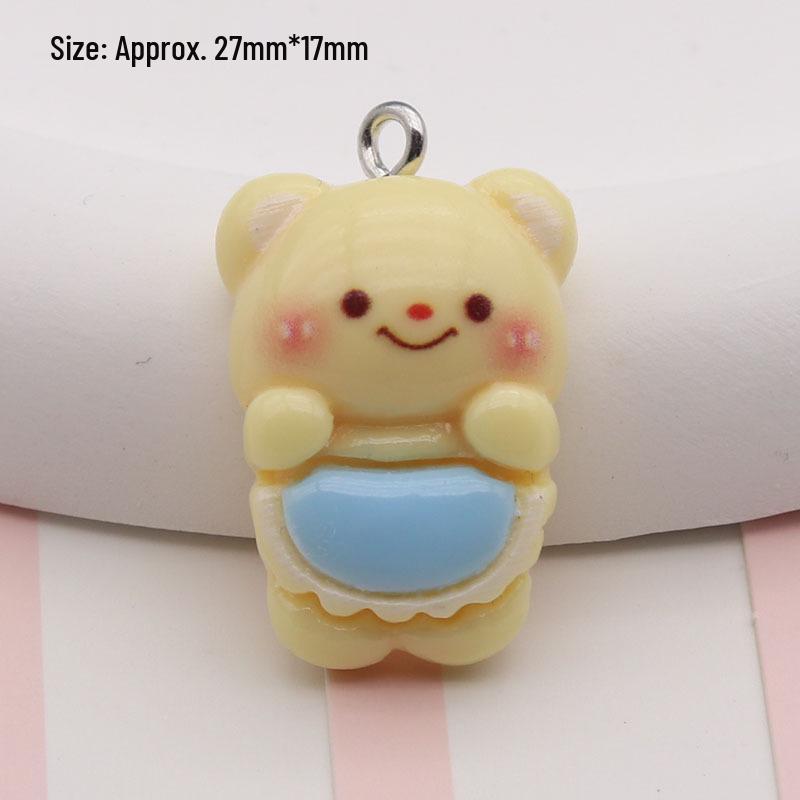 Resin Cartoon Bear Pendant Keychain - Bright Surface Cute DIY Jewelry Accessory