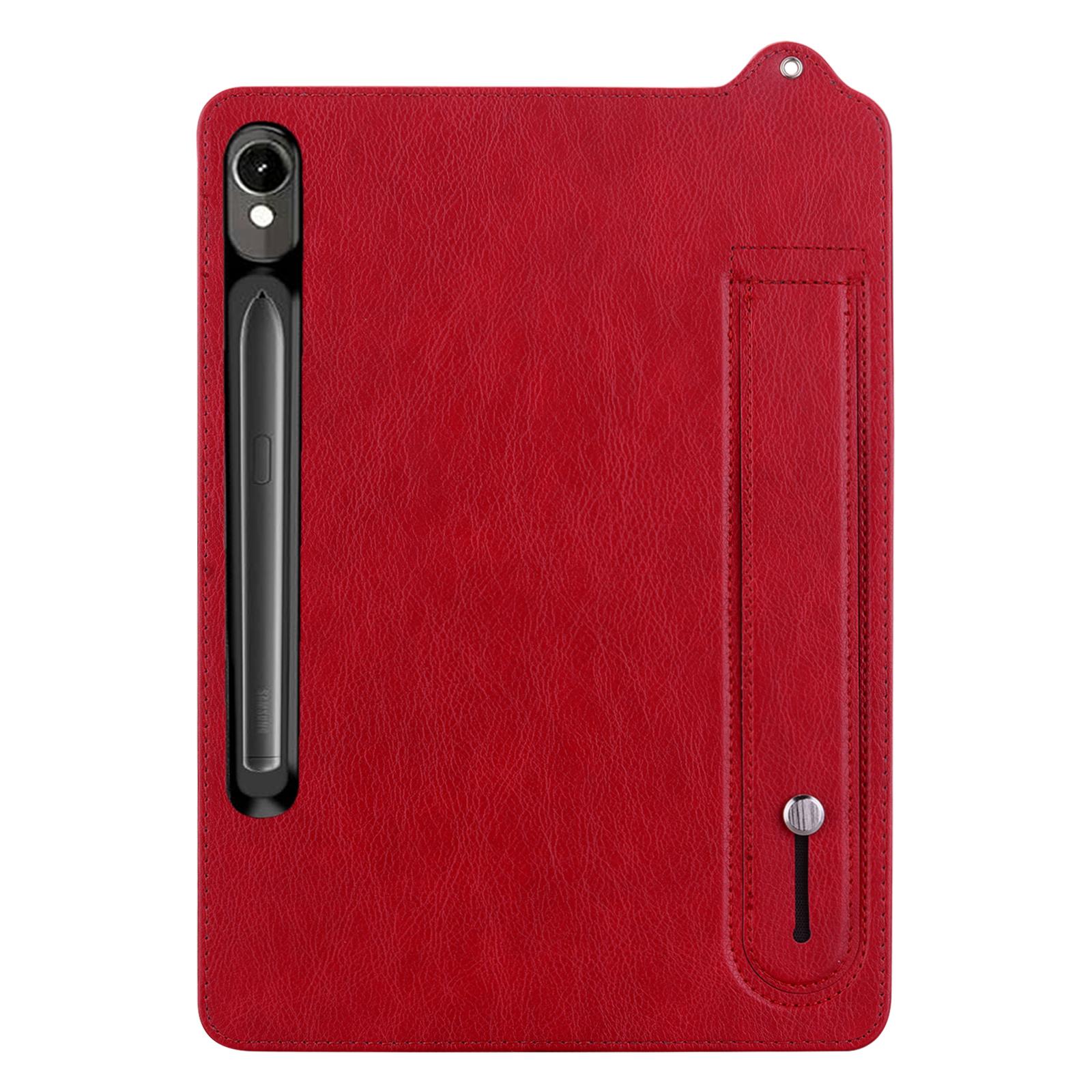 For Samsung Galaxy Tab S10 Plus S7 S8 S9 FE Plus 12.4inch Case S7 S8 S9 A9 Plus 11 Inch Hand Strap PU Leather Soft Tablet Cover S7 S8 11inch красный