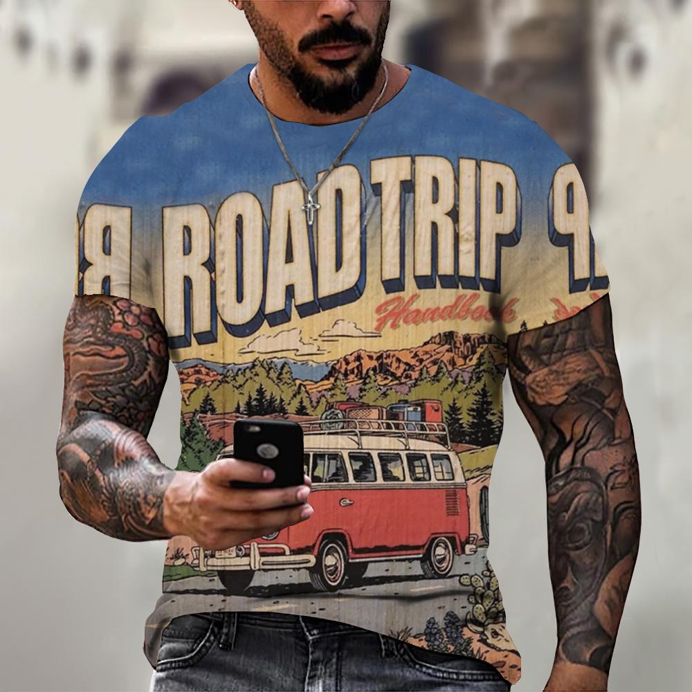 Vintage Motorcycle T Shirt For Men 3D Racing Girl Short Sleeve Tops Street Men's Biker T-shirt Oversized Tee Shirt Clothing