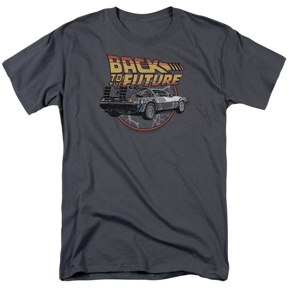 Back to the Future Time Machine T Shirt Mens Licensed Retro Movie Tee Charcoal XXXL