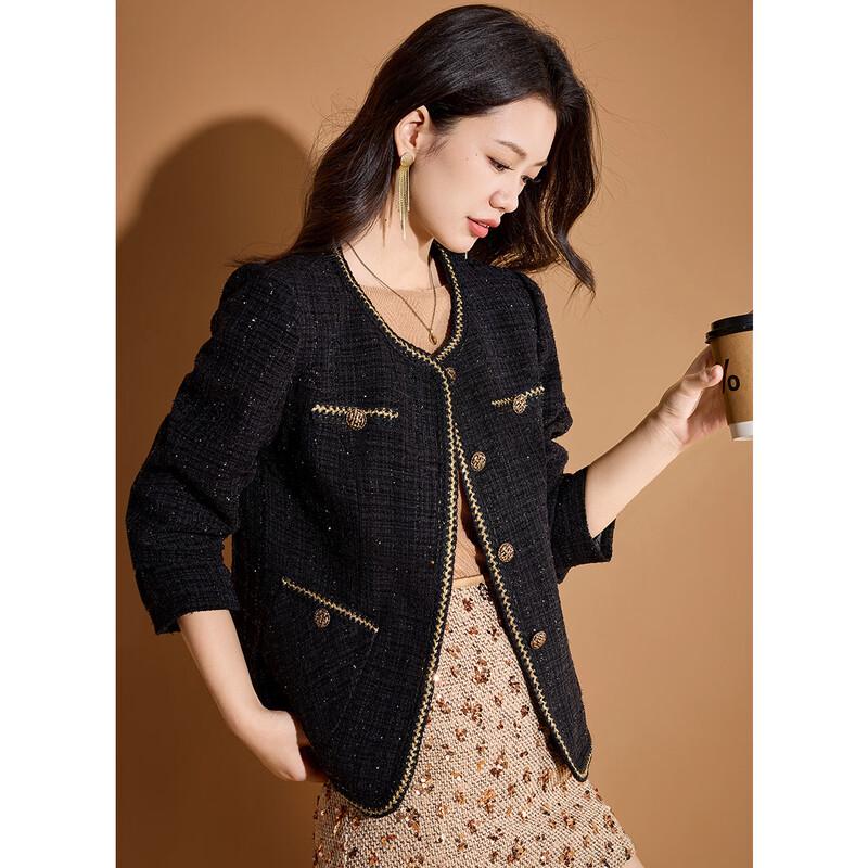 Meilanni French Style Color-block Tweed Jacket