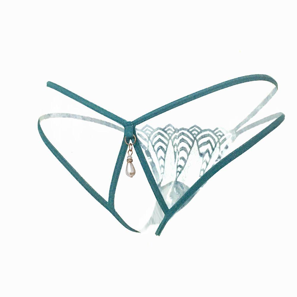 Sexy Underwear Flower Pearl Cross Belt Embroidered T Panties Briefs Lace G-String Women's Thong