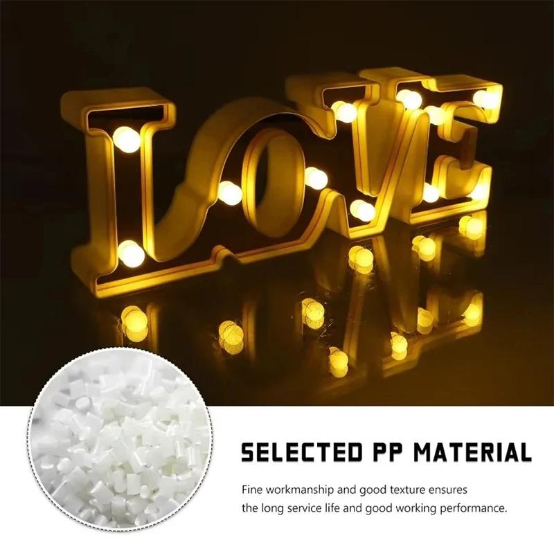 Valentine's Day LOVE LED Sign Lights Romantic Letter Lights Home Desktop Decoration Wedding Atmosphere Props Holiday Party Decor