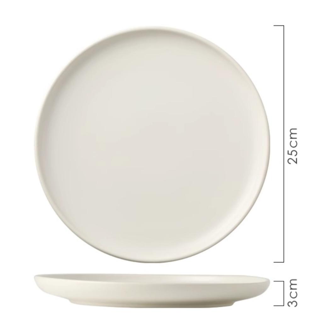 Keramik Runde Form Creme Farbe Teller Essgeschirr Sets Große Kapazität Teller Dessert Salatteller Schönes Tischgeschirr Tischservice