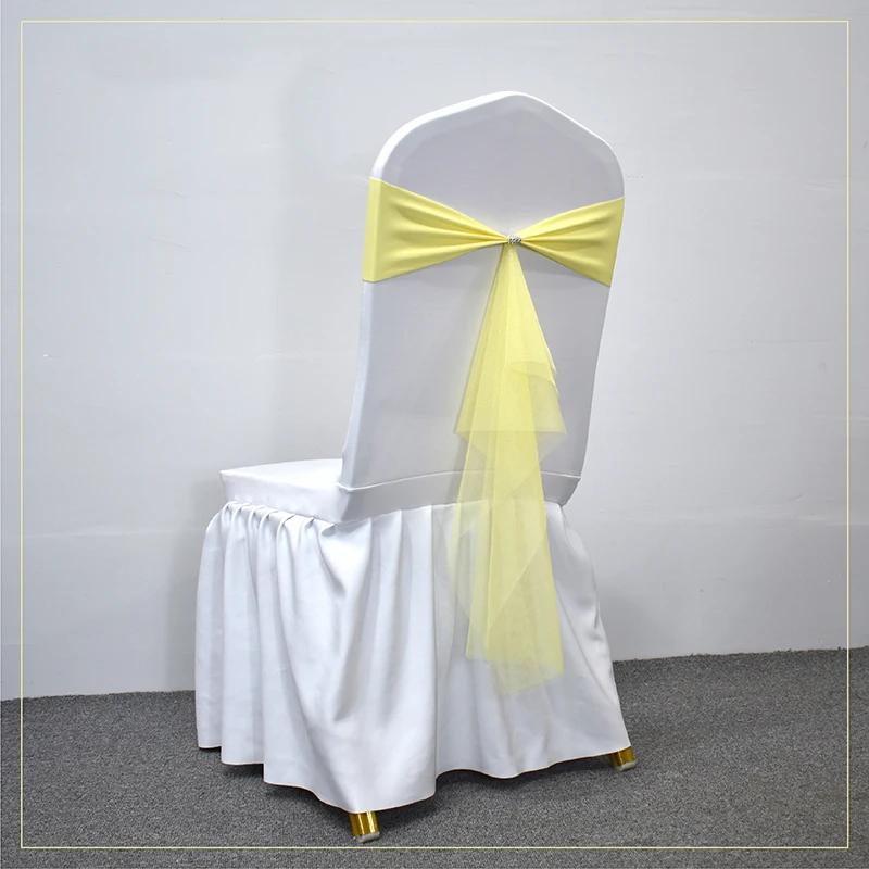 10/50 pièces Stretch Spandex Nœuds de Chaise avec Ruban Organza à Nouer Pour Banquet Fête Mariage Élastiques Écharpes de Chaise