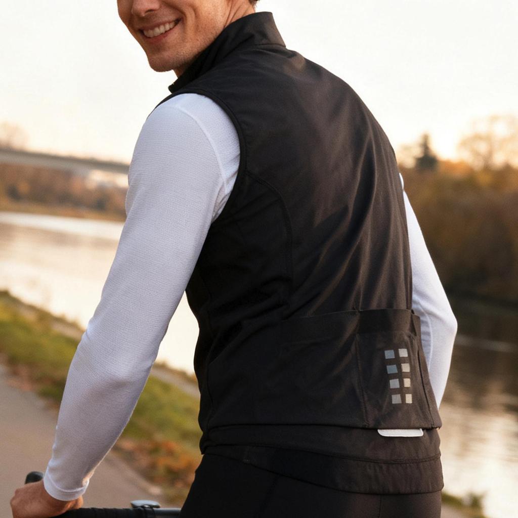 WOSAWE Autumn Winter Men Cycling Vest Windproof Thermal Fleece Reflective Sleeveless Warm Coat Road Bicycle Gilet