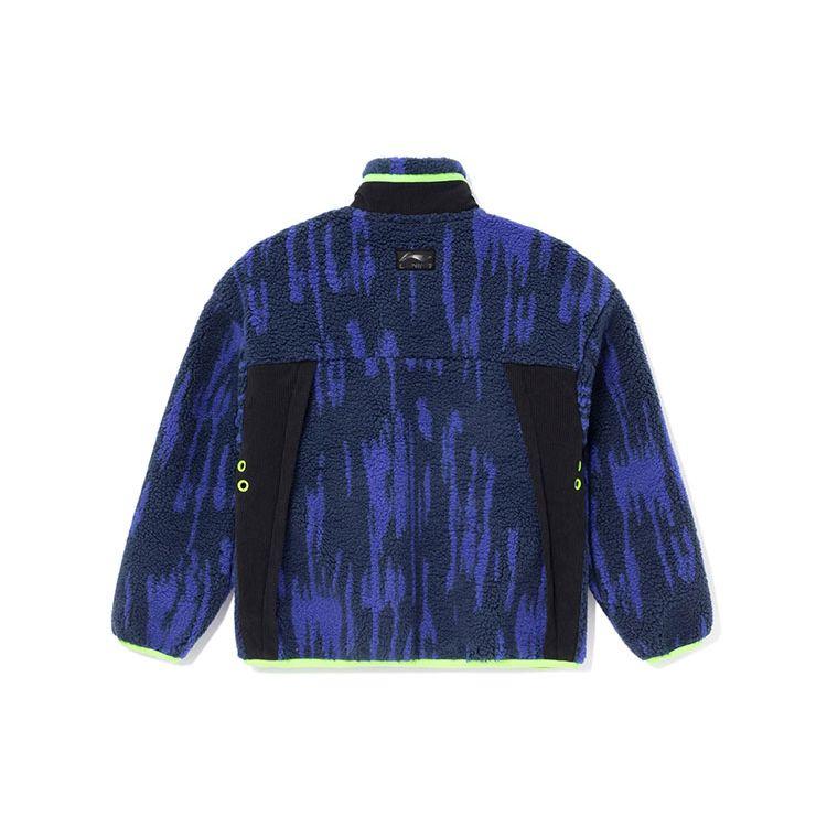 Li Ning 21FW Wu Chuang Wu Yi Logo Loose Fleece Warm Knitted Jacket Unisex Jacket Blue AJDR435-4