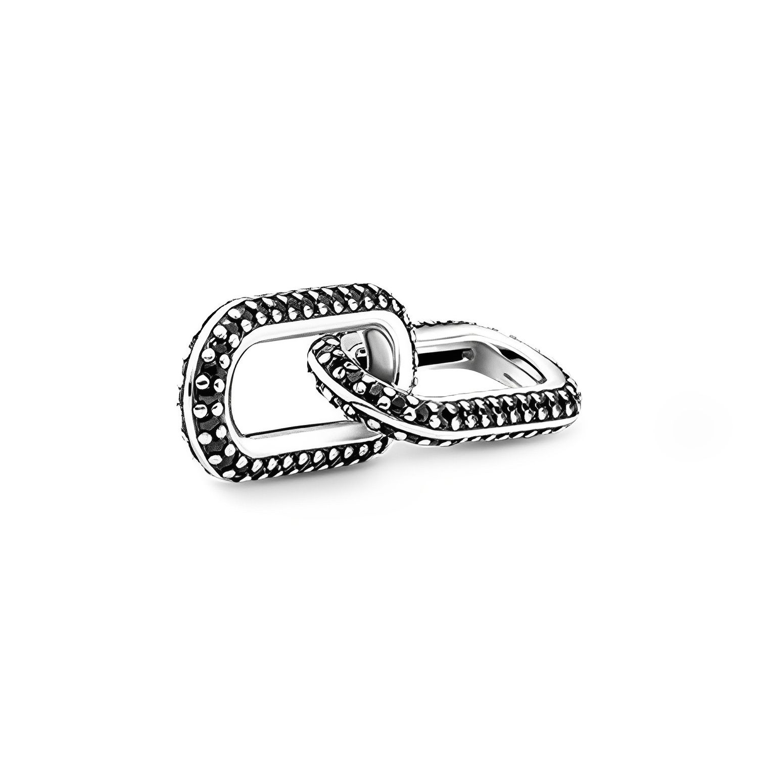 Pandora Me Pavé Double Ring Decorative Chain Ring Jewelry Accessories Unisex Jewelry Silver Black 799660C03 Silver/Black
