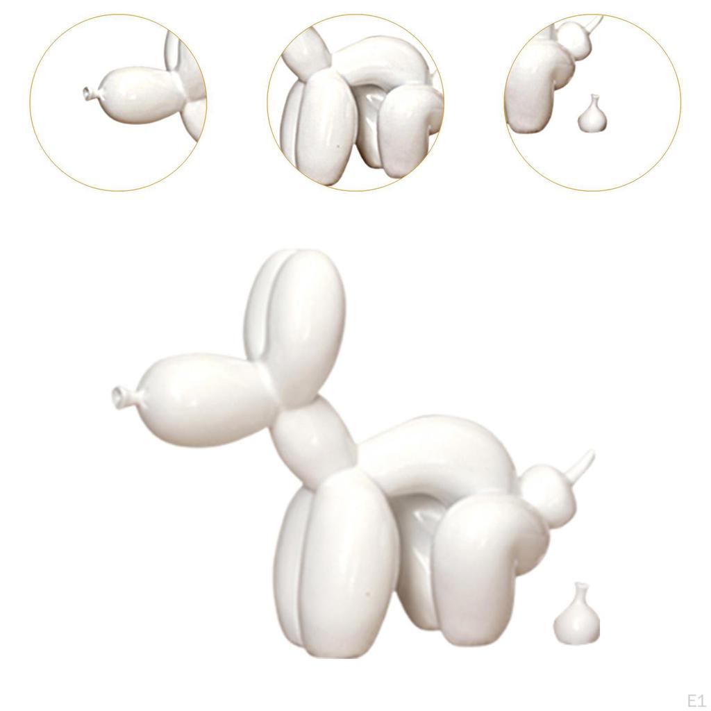 Balloon Dog Statue Cute Resin Craft Desktop Ornament for Office Bedroom Cafe White
