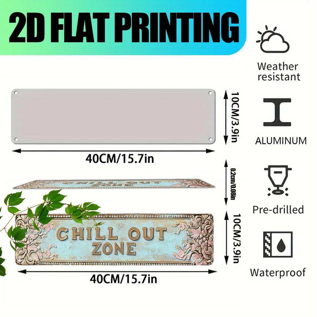 Customizable Rustic Aluminum Wall Plaque Leisure Area Sign Indoor Outdoor Cafe Garage Porch Decor 40x10cm