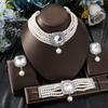 3Pcs/set Elegant Bracelets Necklaces Earrings Set Imitation Pearl Rhinestone Jewelry Set  Banquet