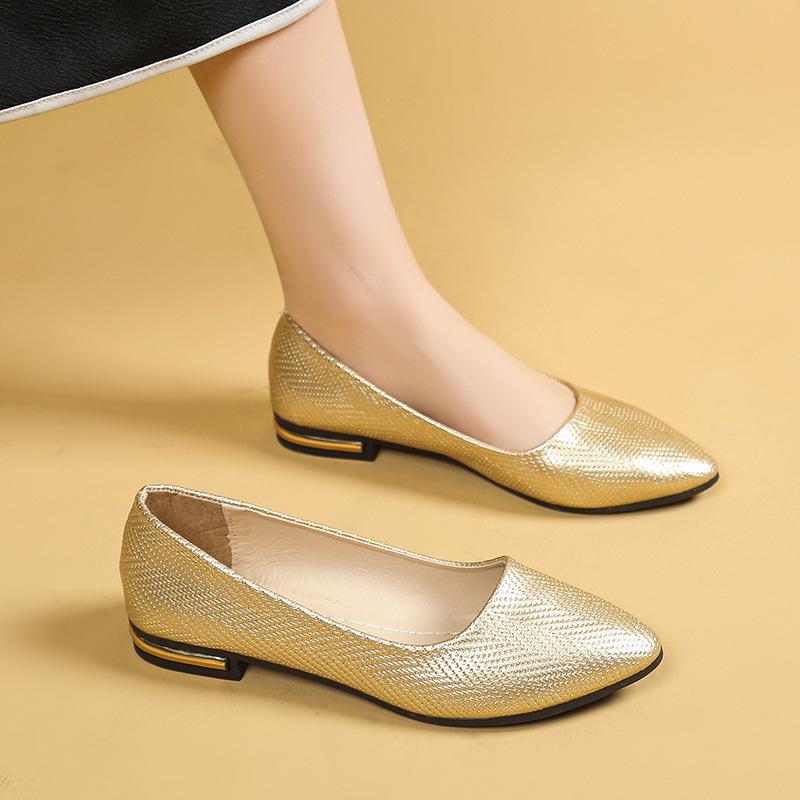 

Легкий вечерний ветер, заостренный носок, неглубокий вырез, одинарная обувь, женская обувь на плоской подошве, весна-лето 2025, новая мягкая подошва, универсальная простая женская обувь 35 золотой
