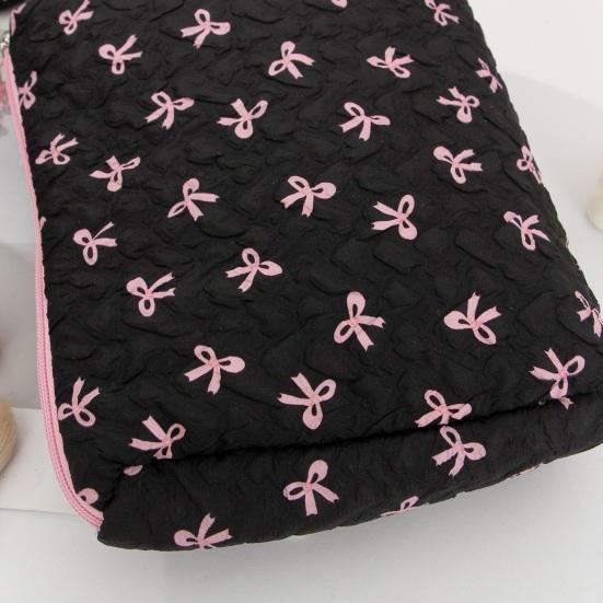 Beauty case imbottito con fiocco carino Organizzatore cosmetico da viaggio con cerniera Cotone soffice Estetica Borsa da toilette per donne Ragazze
