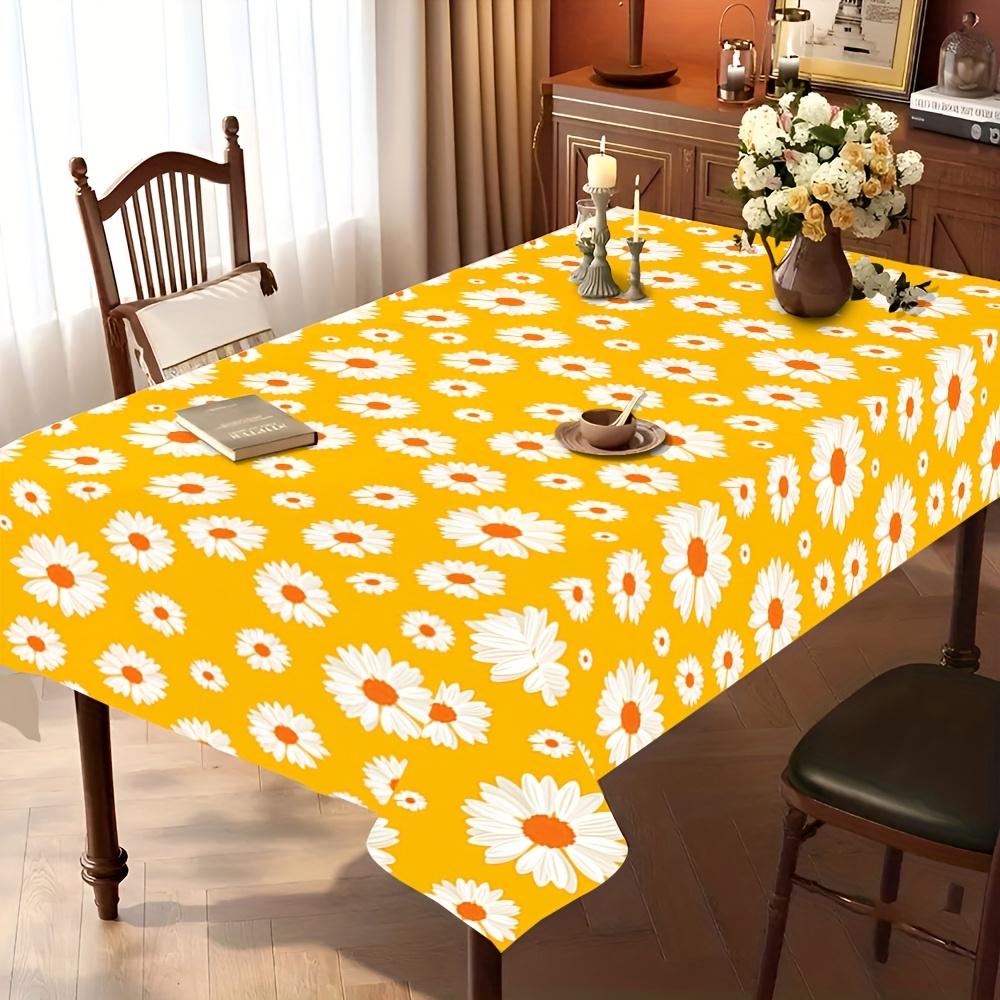 Gele Madeliefjesprint Rechthoekige Tafelkleed voor Tafeldecor Boerderij Wit Bloemen Keuken Eettafelkleed Bruiloft Feest Decoratie 100x160cm