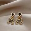 Black Heart Bowknot Crystal Imitation Pearl Drop Earrings for Women Personality Brincos Zircon Christmas Gift Wholesale
