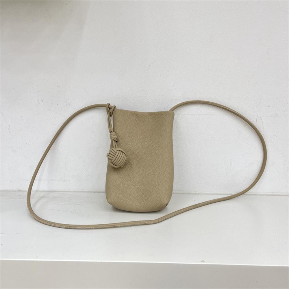 Women'S Leather Mobile Phone Change Bag, Lychee Pattern Vertical Soft Leather Mini Crossbody Shoulder Bag
