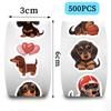 500 Pieces/roll Roll Sticker Hot-selling Tape Dachshund Dog Sticker Handbook Material Decorative Envelope Seal Sticker