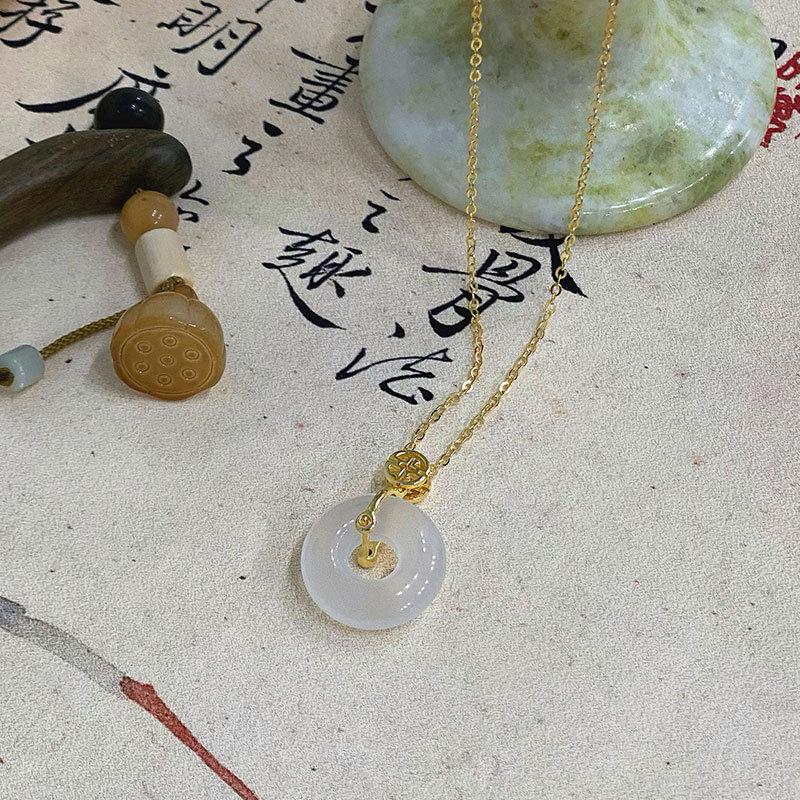 

Ожерелье Ice Transparent White Jade Marrow с безопасной пряжкой, цепочка на ключицу с зеленым бриллиантом, новый китайский чеонгсам