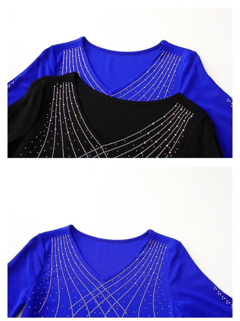 2025 Summer Mesh Diamond Slim Three-Quarter Sleeve Women's Fashion T-Shirt