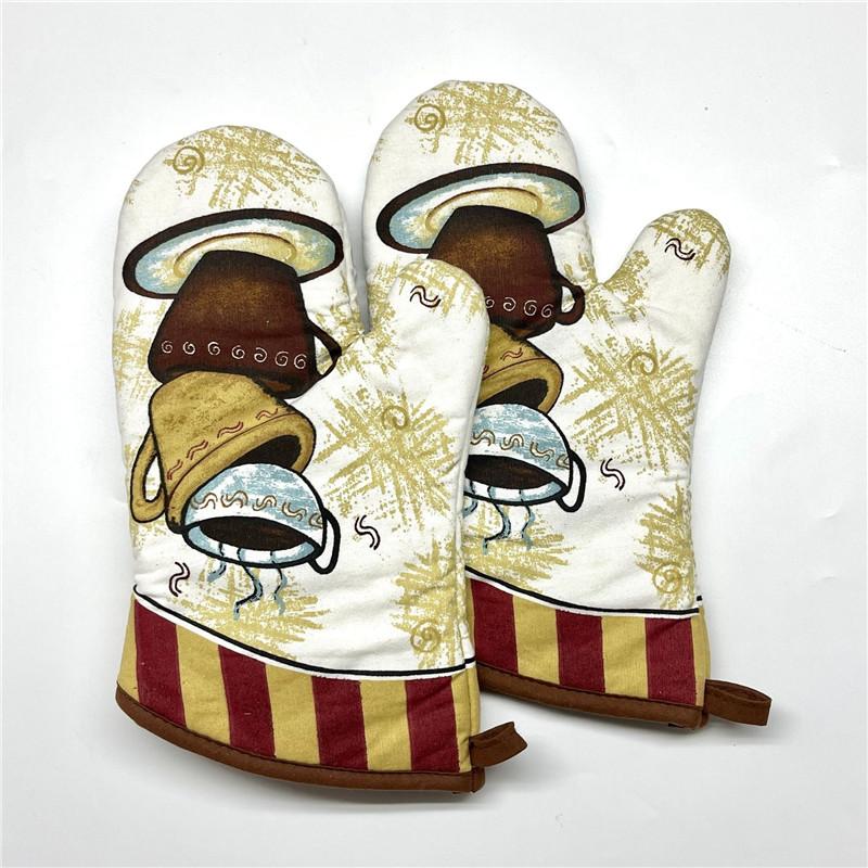 2 Stück 17x33cm Baumwolle Vintage Bedruckte Ofenhandschuhe Backhandschuhe Unterlage Mikrowellen-Isolierung Küchenwerkzeug Partygeschenk