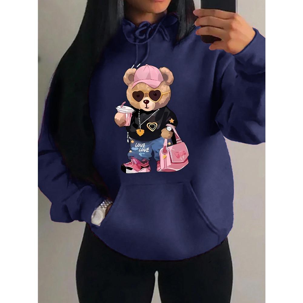 Cool Bear Sister Pattern Creative Design Women Clothes Creativity Fleece Hoodie Harajuku Pocket Pullovers Funny Autumn Hoody