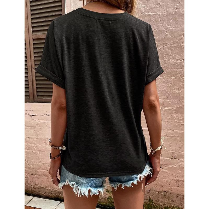 Street Style V-Neck Tee - Women's Summer T-Shirt, Basic Casual Top