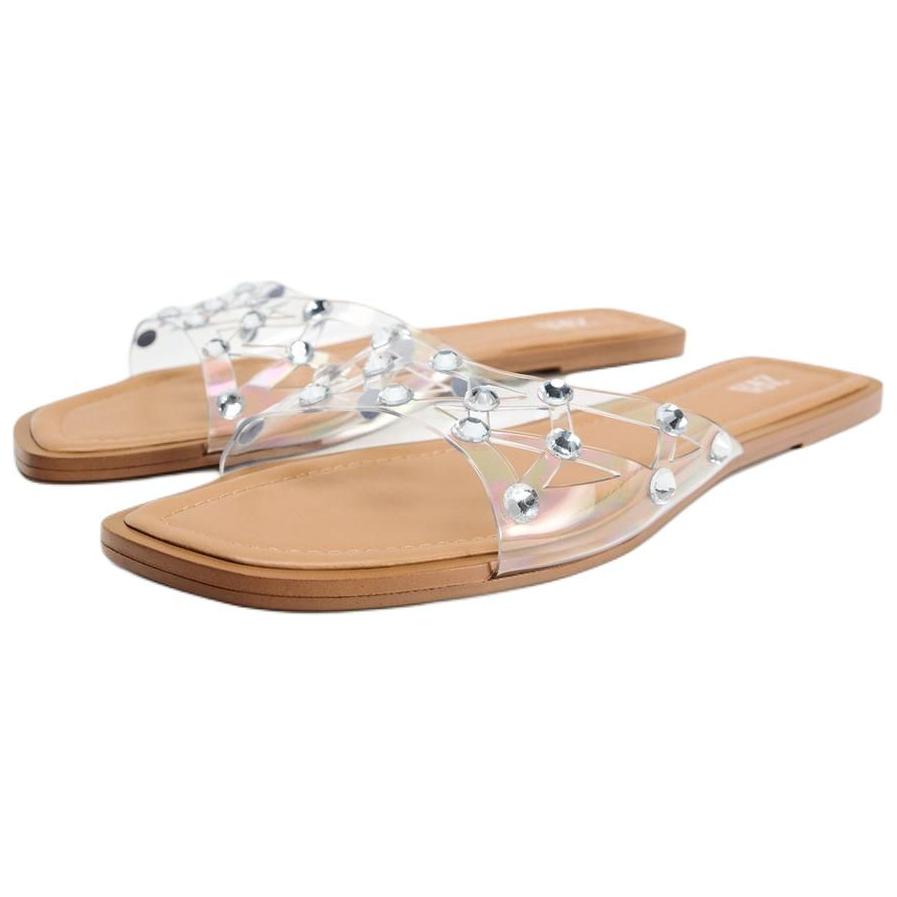 Zara Comfortable Flat Anti-Rubbing Slide Sandals Women Sandals Brown 12617410087