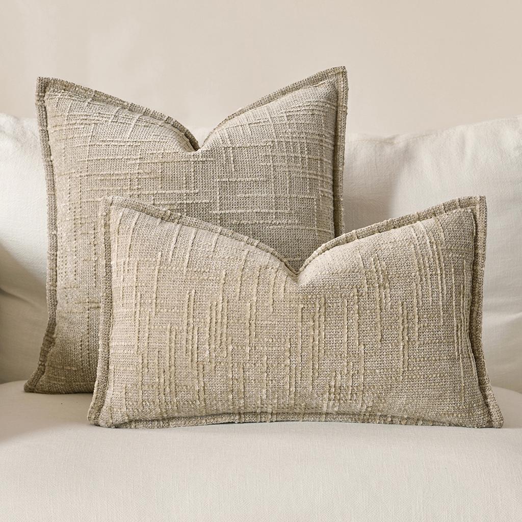 Simple Comfortable Pillow Cover Chenille Bamboo Joint Yarn Edge-Pressed Sofa Throw Pillowcase Pure Color Headboard Cushion Cover