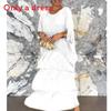 Polyester Chiffon Batwing Sleeve Long Dress With Ruffle And Loose Waist For Spring Fashion