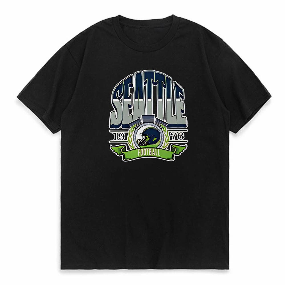 

Seattle 1976 Football Print TShirt summer men women Short Sleeve tees outdoor casual tshirt Fashion Harajuku Round Neck tees 4XL