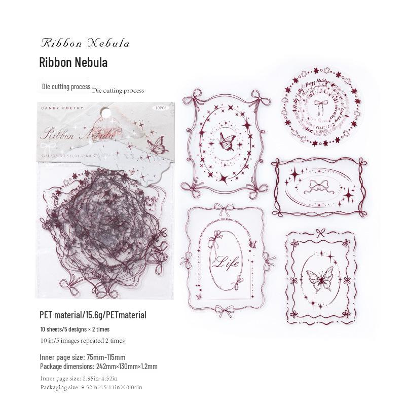 Серия  Музей Галактики  Вырубные Наклейки - Сахарная Поэма ПЭТ Коллажная Карта, 10 Листов Базовых Узорчатых Фонов