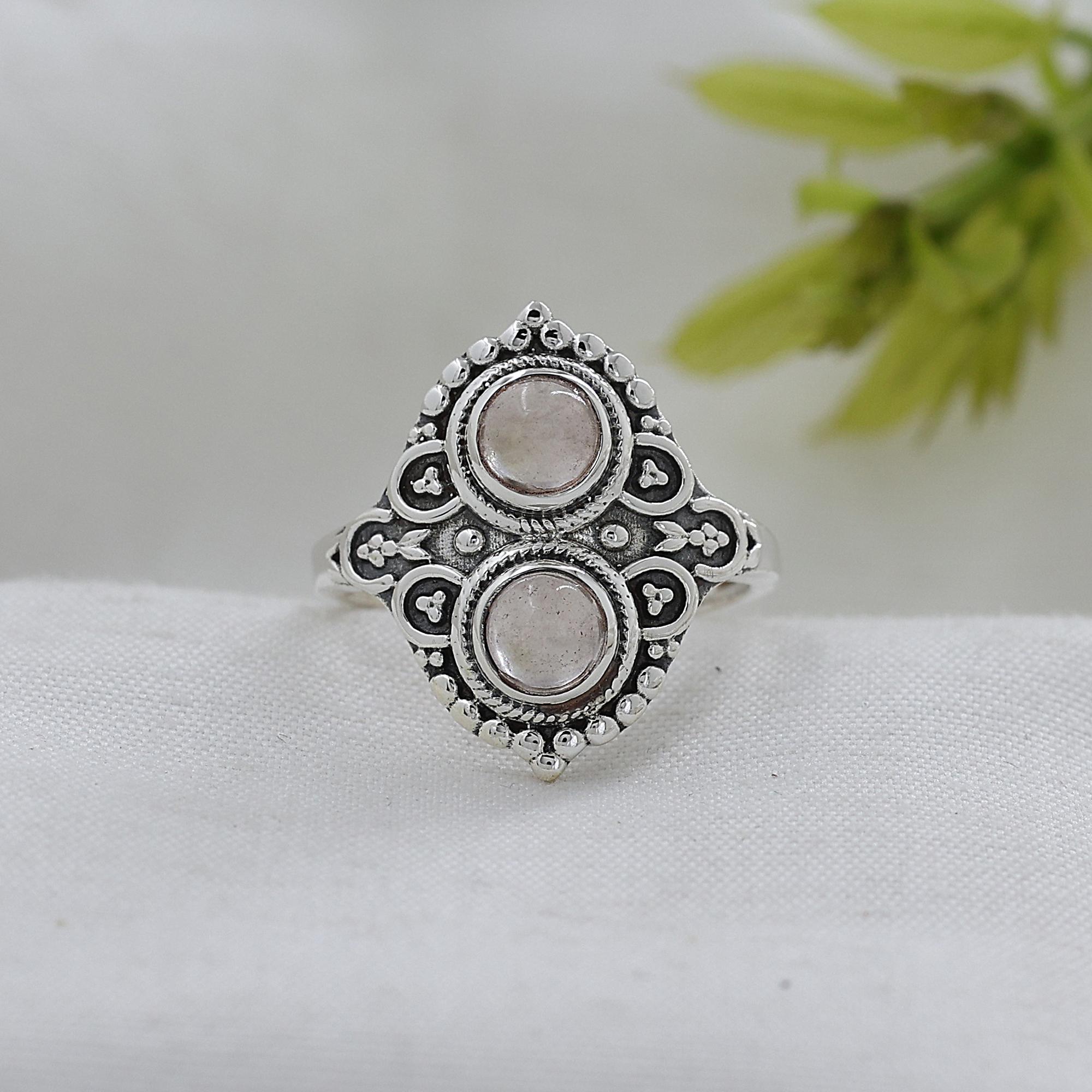 

Rose Quartz Silver Ring, Women Ring, Gift For Her, Pure 925 Sterling Silver Handmade Jewelry, Silver Jewelry, Ar8953 10 розовый