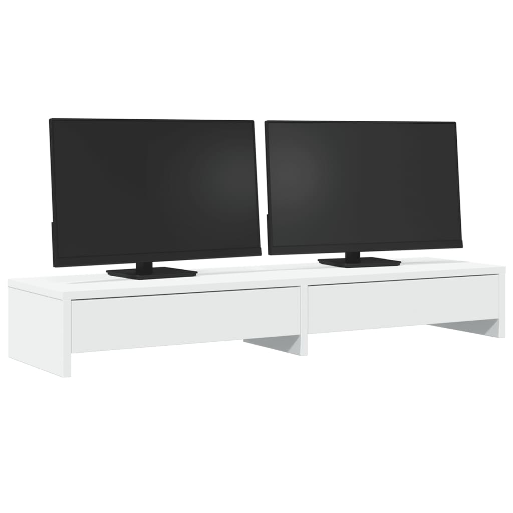 Vidaxl Podstawka Pod Monitor, Z Szufladami, Biała, 100X27X15 Cm