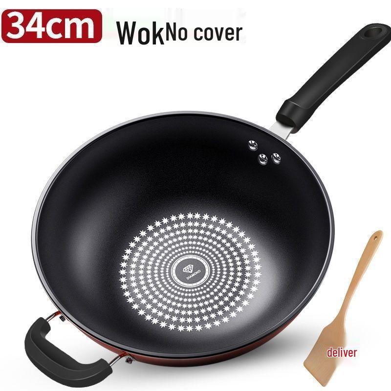 German Crystal Non-Stick Oilless Wok: Smoke-Free Flat Bottom Stir-Fry Pan for Induction & Gas Stoves.