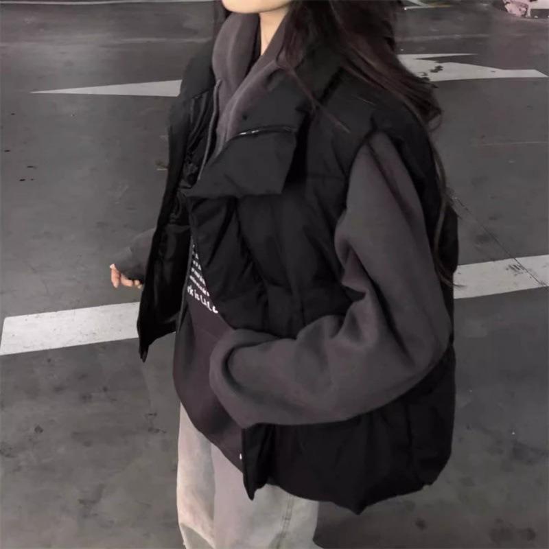 Design Sense Thickened Cotton-padded Vest Jacket Women's Autumn and Winter Lazy Cotton-padded Vest Women's Top