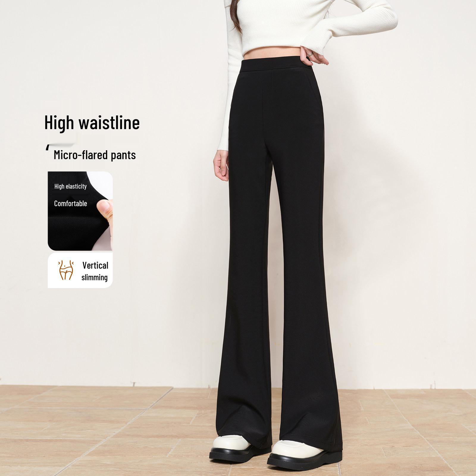 

Women s Micro-Flared Elastic Suit Pants - Slim Fit, Great Drape, High-End Feel, Black - New for Spring & Autumn 2026, Ideal for Petite Sizes. 2XL