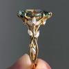 Gorgeous Gold Color Sea Blue CZ Women's Ring Hang Carving Geometry Daily Wear Party Jewelry