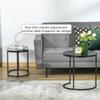 Nesting Coffee Tables/Side Tables, Set of 2, Steel, Marble-Effect MDF Tops, Round and Oval, Black