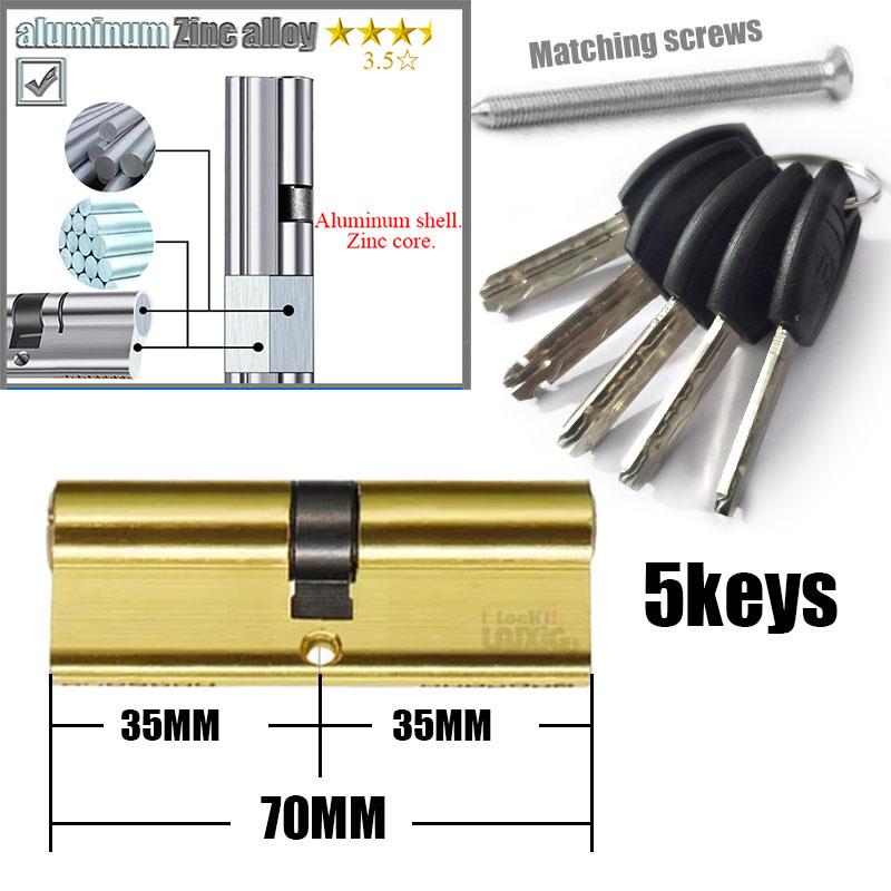 Yderdør 60 70 80 90 mm låsecylinder 5 nøgler 6 nøgler tyverisikret indgang zinklegering aluminiumslegering messing dørlås