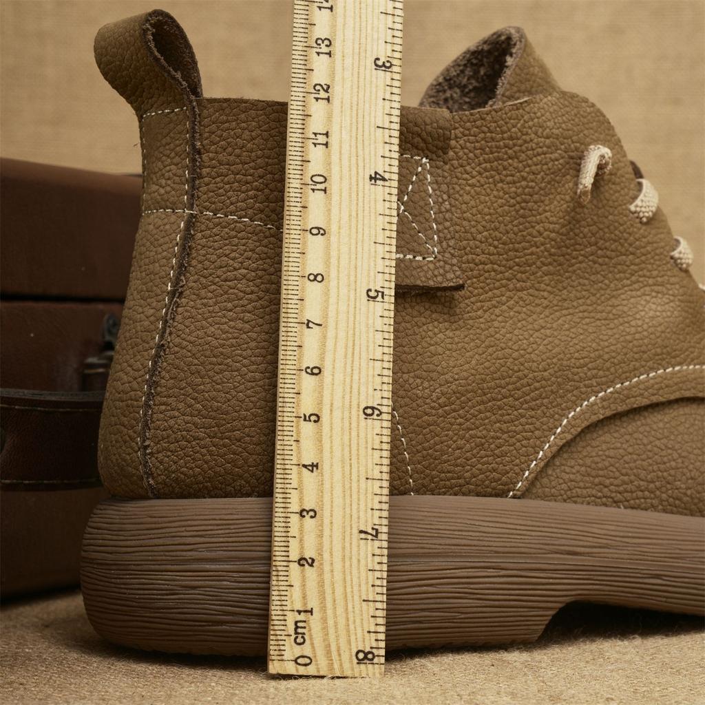 Men's Cowhide Short Boots Winter Stretch Shoelace Ankle Boots Men's Leather Soft Bottom Vintage Workwear Boots Chelsea Boots