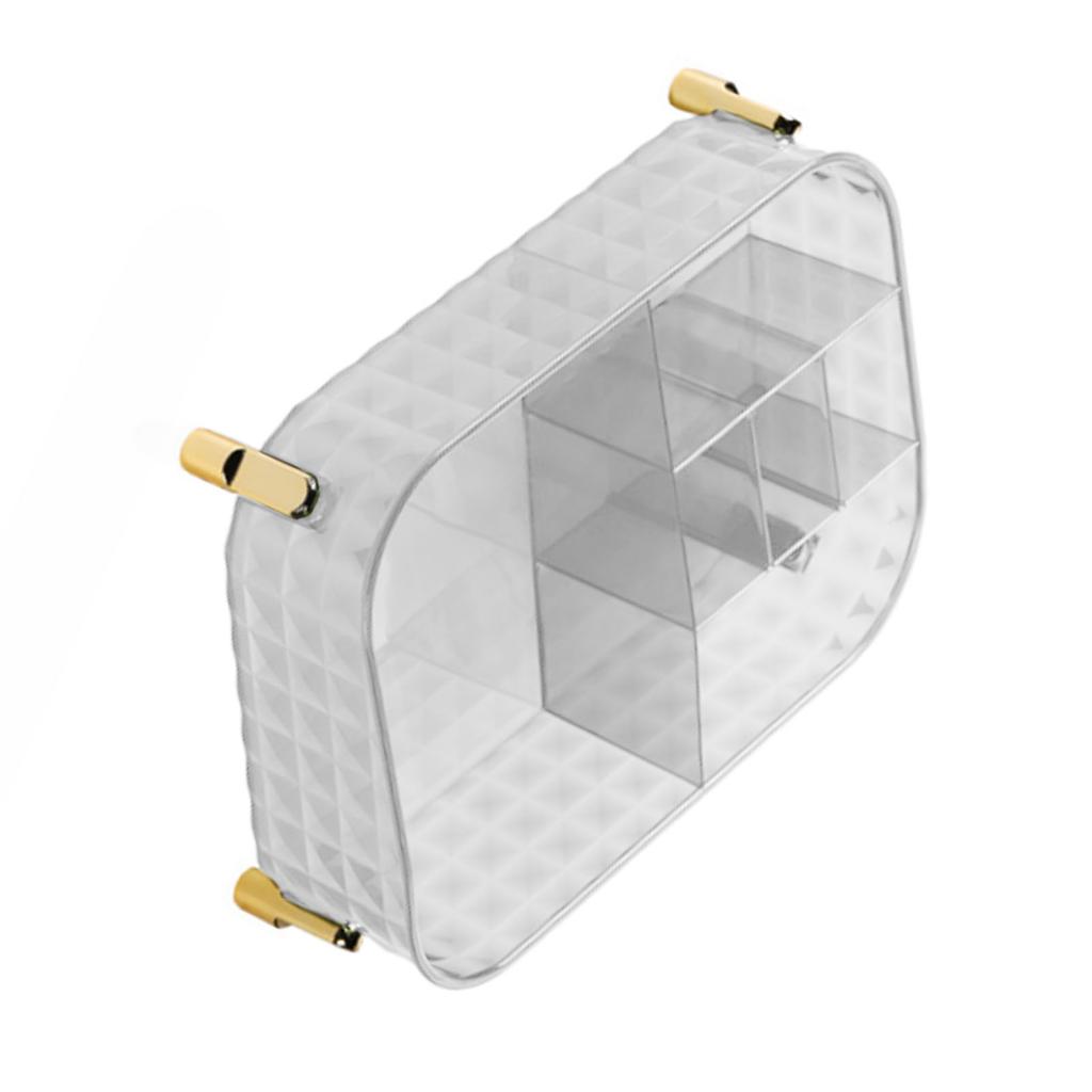 Clear Desktop Storage Box Rectangular Divided Makeup Vanity Storage Bin Office Desktop Organizer