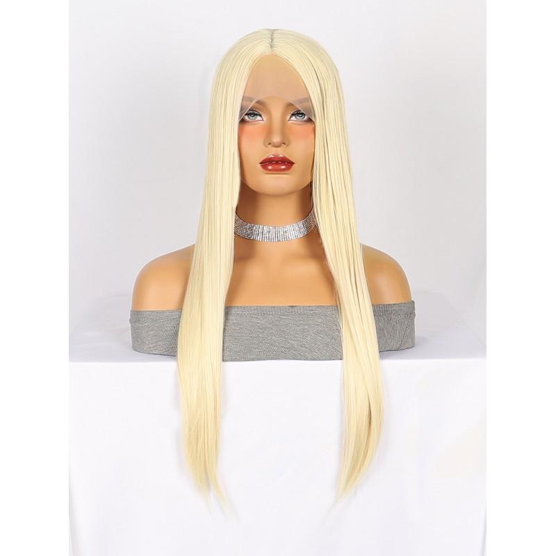 Lace Wig Hand-Tied Front Long Straight Synthetic Women