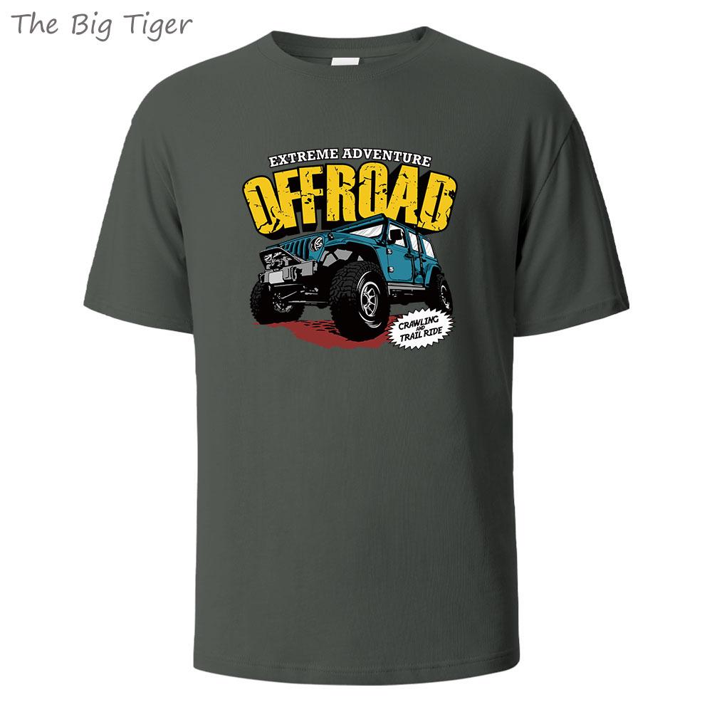 Offroad Vehicle Printing Comfortable Cotton Tshirt Men Simple Crew Neck Design Soft Breathable Short Sleeve Basic Mens Tshirt
