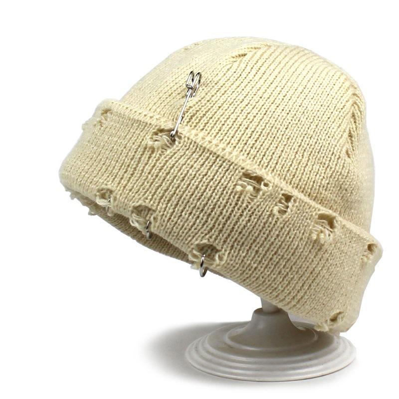 Winter Harajuku Y2k Beanies Knitted Hat Women Fashion Warm Thick Gorro Men Hip Hop Pin Hole Skullcap Short Hat Unisex Basic Cap