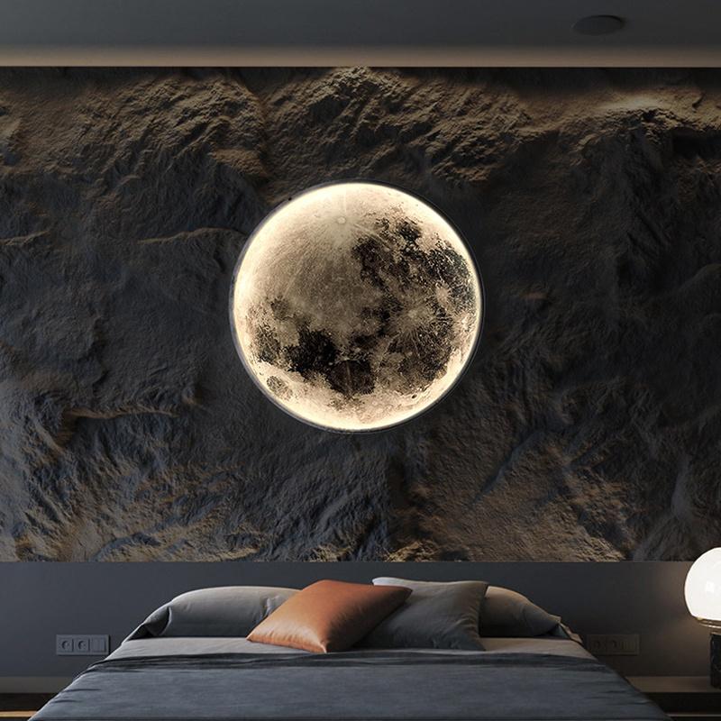 Modern LED Wall Lamp Moon Indoor Lighting For Bedroom Living Hall Room HOME Decoration Fixture Lights 18W, 24W decorate Lusters Lamp 220V