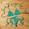 Handmade Crochet Mini Bikini Set, Beach Micro-swimsuit, Sexy Sunbathing Swimsuit