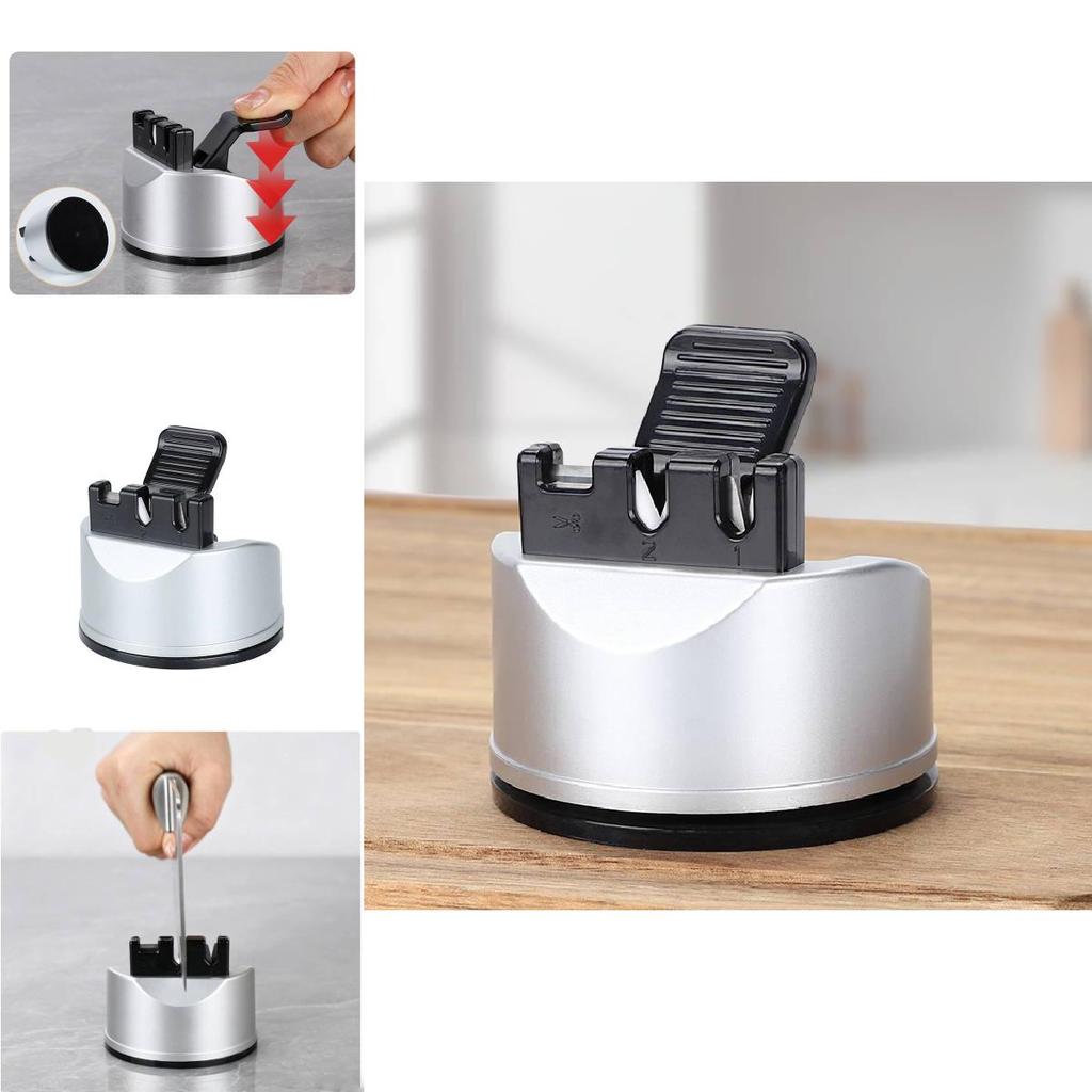 Tungsten Steel Knife Sharpener With Multifunction Sucker Base For Kitchen Use